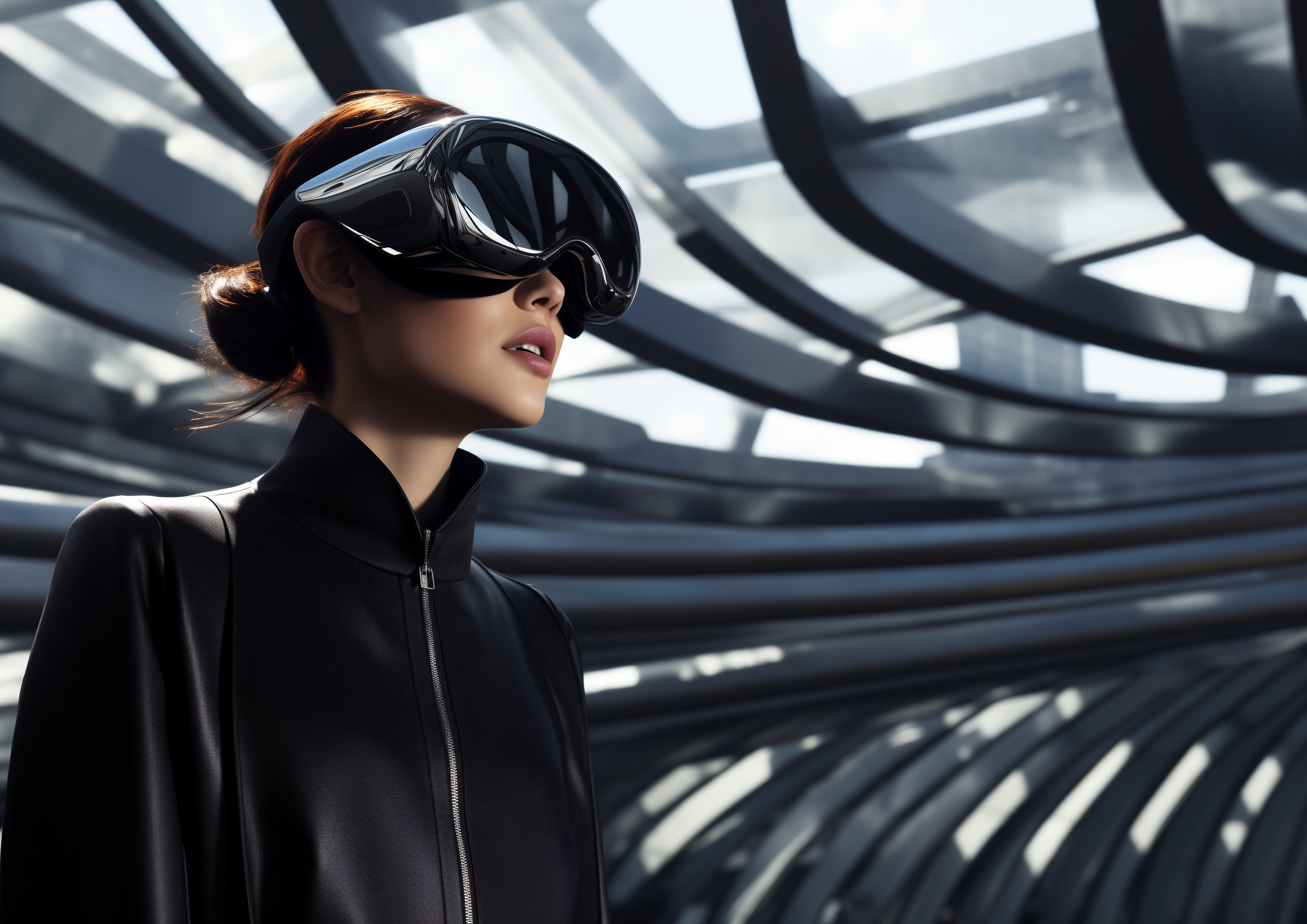 Persona con gafas de realidad virtual de alta tecnología